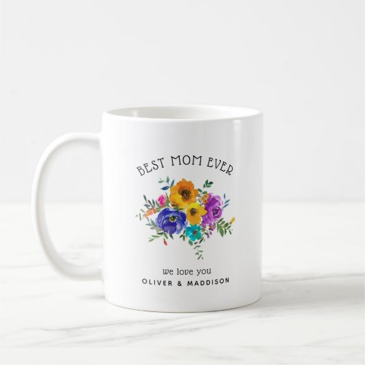 Bright & Bold Floral 'Best Mama Ever' Kaffeetasse (Links)
