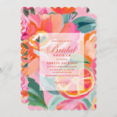 Bright Bold floral citrus Orange Brautparty Einladung (Vorne/Hinten)