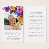 Bright & Bold Floral Sympathy Funeral Prayer Card (Vorne & Hinten)