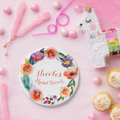 Bright Bold Floral Wreath Watercolor Brautparty Pappteller (Party)