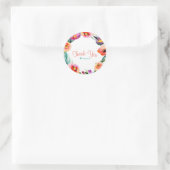 Bright Bold Floral Wreath Watercolor Brautparty Runder Aufkleber (Tasche)