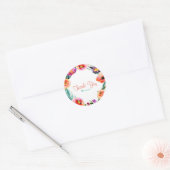 Bright Bold Floral Wreath Watercolor Brautparty Runder Aufkleber (Umschlag)