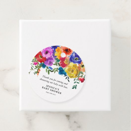 Bright & Bold Florals Baby Dusche Danke Geschenkanhänger (Beispiel)