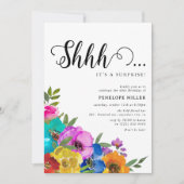 Bright & Bold Florals Shhh Überraschung Geburtstag Einladung (Vorderseite)