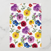 Bright & Bold Florals Shhh Überraschung Geburtstag Folieneinladung (Rückseite)