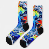 Bright Bold Fun Paint Spritzer Swirl Asymmetrisch Socken (Linkes Detail)