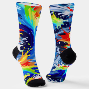 Bright Bold Fun Paint Spritzer Swirl Asymmetrisch Socken