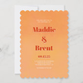 Bright & Bold Gradient Orange QR Code Wedding Einladung (Vorderseite)