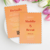 Bright & Bold Gradient Orange QR Code Wedding Einladung