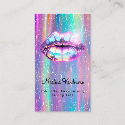 Bright Bold Holographic Lips Visitenkarte (Vorderseite)