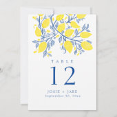 Bright bold lemon vines Table Number Seating Chart Einladung (Rückseite)