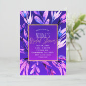 Bright Bold Lila Watercolor Botanische Bridal Einladung (Stehend Vorderseite)