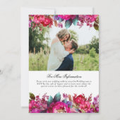 Bright Bold Magenta Floral & Foto Wedding Save The Date (Rückseite)