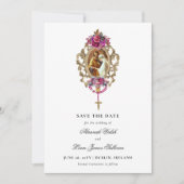 Bright Bold Magenta Floral & Foto Wedding Save The Date (Vorderseite)