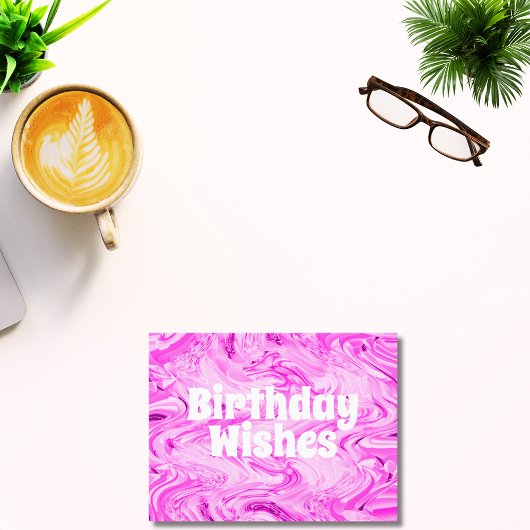 Bright Bold Modern Pink Happy Birthday Postkarte