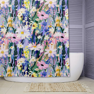 Bright Bold Moderne Wildblumen Duschvorhang
