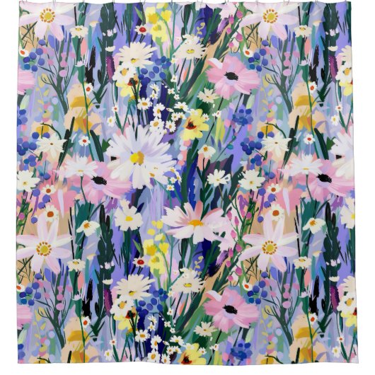 Bright Bold Moderne Wildblumen Duschvorhang (Vorderseite)