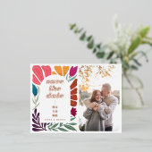 Bright Bold Multicolor Save the Date Foto Folie Einladungspostkarte (Stehend vorne)