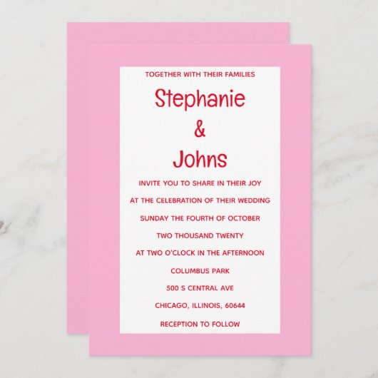 Bright Bold Orange Pink farbenfrohe, klassische Ho Einladung (Vorne/Hinten)