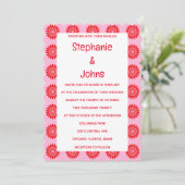 Bright Bold Orange Pink Retro Floral Boho Wedding Einladung (Stehend Vorderseite)