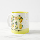 Bright Bold Preppy Lemon Summer Vibes Zweifarbige Tasse (Vorderseite Links)
