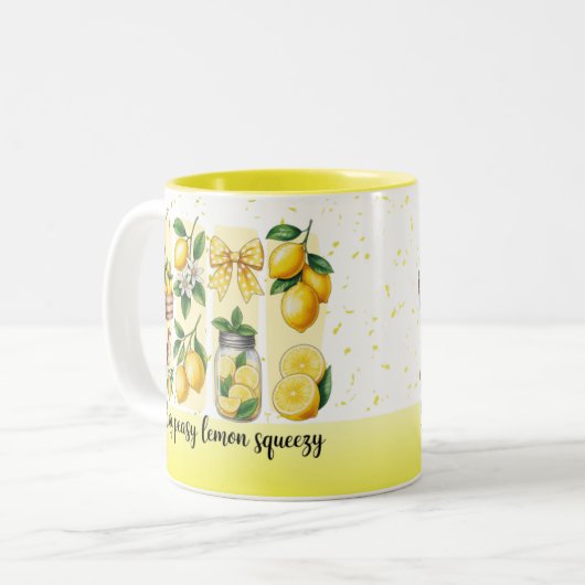 Bright Bold Preppy Lemon Summer Vibes Zweifarbige Tasse (Vorderseite Links)