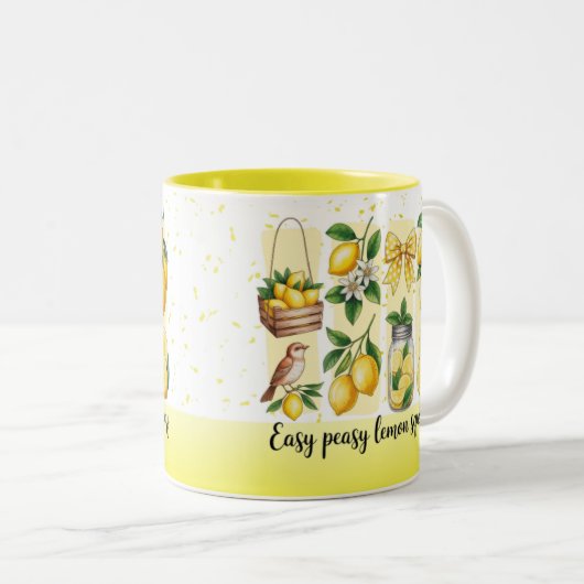 Bright Bold Preppy Lemon Summer Vibes Zweifarbige Tasse (VorderseiteRechts)