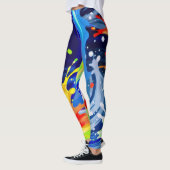 Bright Bold Rainbow Paint Spritzer Asymmetrisch Leggings (Links)