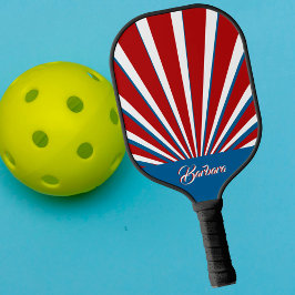Bright Bold Red White Blue Individuelle Name Pickleball Schläger