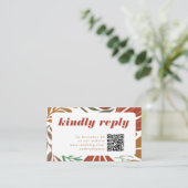 Bright Bold Retro Terracotta Floral Wedding RSVP Begleitkarte (Stehend Vorderseite)