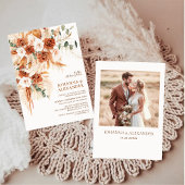 Bright Bold Terracotta Bohemian Photo Wedding  Einladung