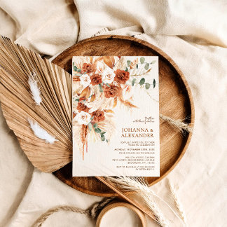 Bright Bold Terracotta Bohemian Photo Wedding  Einladung