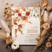 Bright Bold Terracotta Bohemian Photo Wedding  Einladung