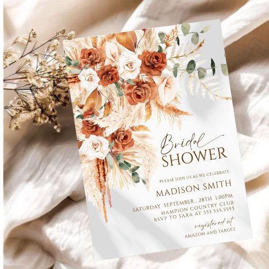 Bright Bold Terracotta Boho Bohemisches Brautparty Einladung