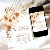 Bright Bold Terracotta Boho QR Code Brautparty Einladung