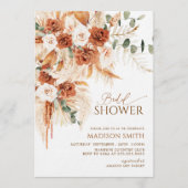 Bright Bold Terracotta Floral Boho Bridal Shower Einladung (Vorderseite)