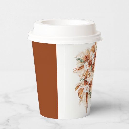 Bright Bold Terracotta Floral Boho Chic Wedding Pappbecher (Rechts)