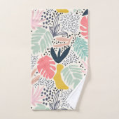 Bright Bold Tropical Collage Pattern Badhandtuch Set (Handtuch)