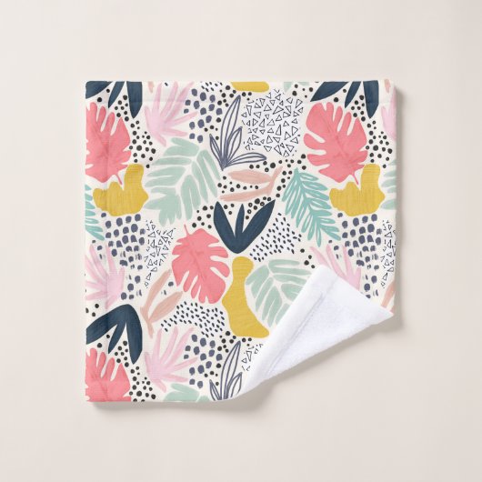 Bright Bold Tropical Collage Pattern Badhandtuch Set (Waschlappen)