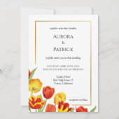Bright & Bold Tulips White Spring Floral Wedding Einladung (Vorderseite)