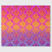 Bright Bold Vivid Orange Lila Fuchsia Quatrefolie Geschenkpapier (Flach)
