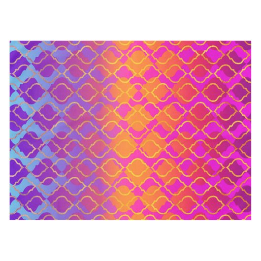 Bright Bold Vivid Orange Lila Fuchsia Trefoil Tischdecke (Vorderseite (Horizontal))