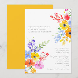 Bright & Bold Watercolor Floral Wedding Einladung