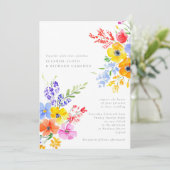 Bright & Bold Watercolor Floral Wedding Einladung (Stehend Vorderseite)