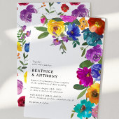 Bright & Bold Watercolor Floral Wedding Einladung