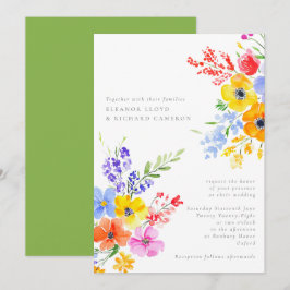 Bright & Bold Watercolor Floral Wedding Einladung