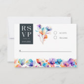 Bright Bold Watercolor Floral Wedding RSVP Card Einladung (Vorderseite)