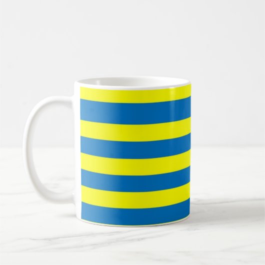 Bright Bold Yellow and Blue Stripes Kaffeetasse (Links)