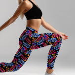 Bright Botanical Pink Blue Orange Farbiger Sommer Leggings<br><div class="desc">Dieses helle botanische Design wurde mit Bildern erstellt,  die meine handgeschnitzten Briefmarke digital auf 3 verschiedenen Aquarellen abstrakt auf einem schwarzen Hintergrund gestempelt haben,  um ein wirklich einzigartiges Design zu schaffen,  das den Look eines Batik-Stoffes erinnert.</div>