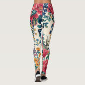 Bright Botanical Vivid Bloom Colorful Floral Print Leggings (Rückseite)